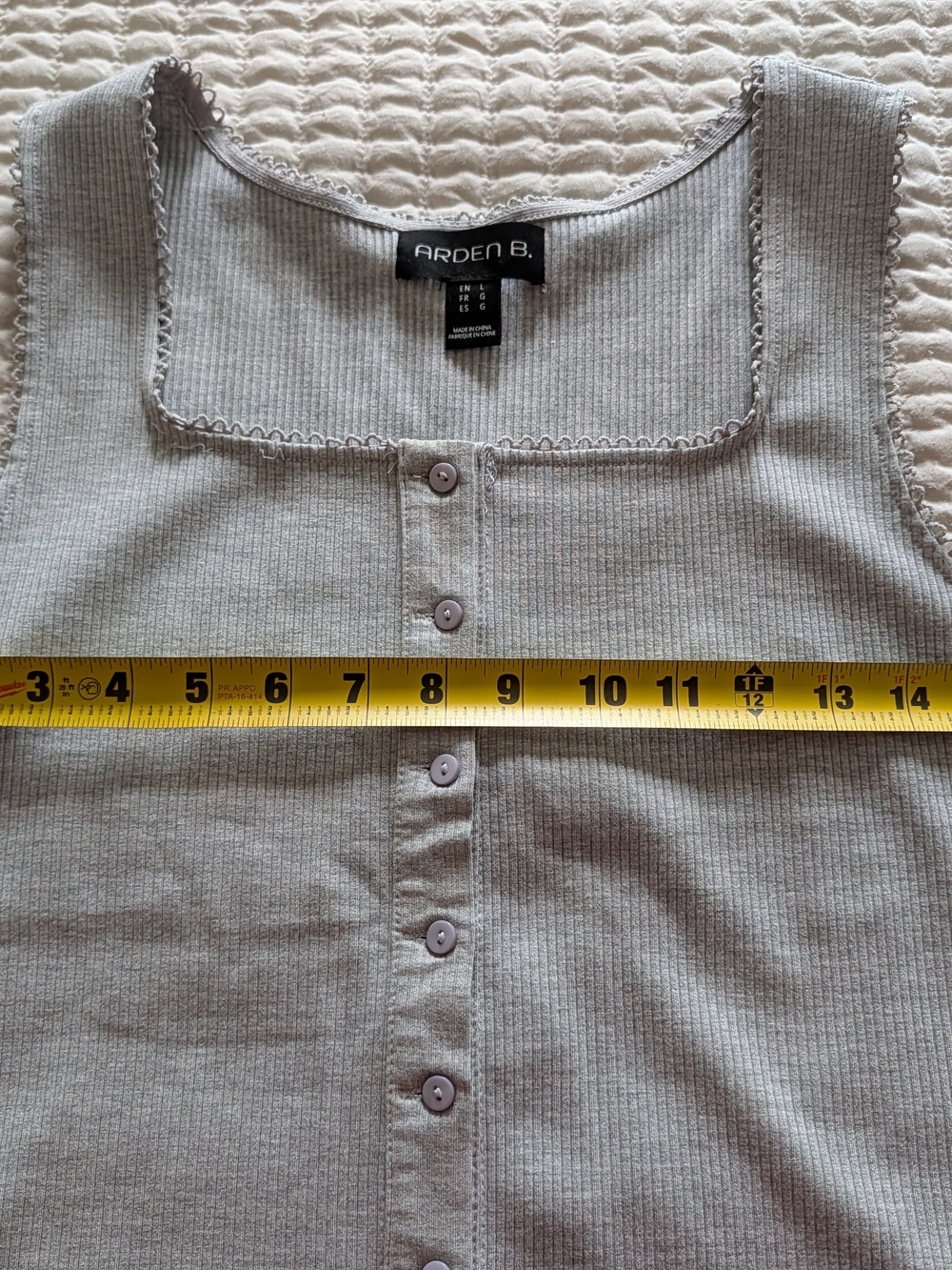 Arden B Gray Ribbed Button-Front Tank - Picture 4 of 5